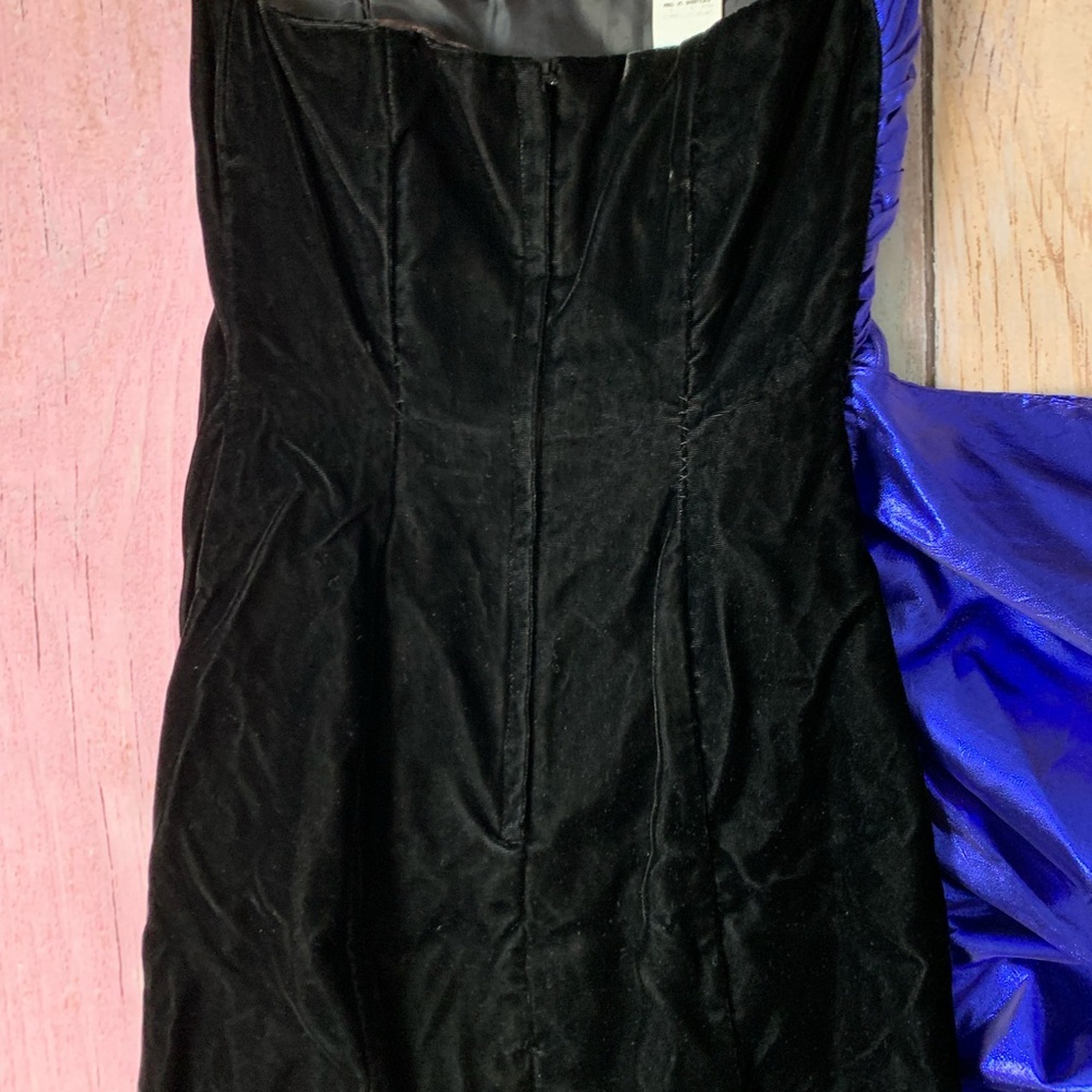 Vintage 80s Gunne Sax Black and Blue mini dress - Picture 9 of 10